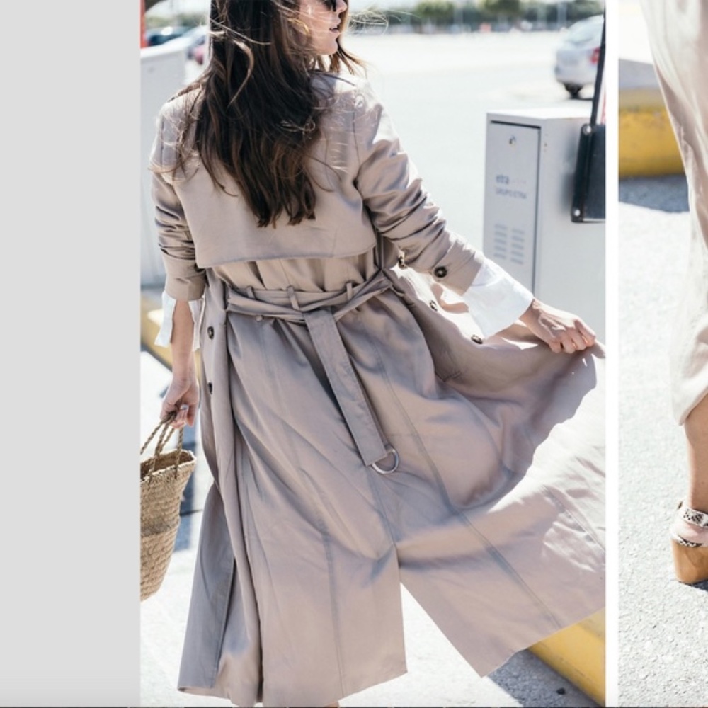 Pull&Bear special edition long cream tan trench coat - Picture 5 of 6